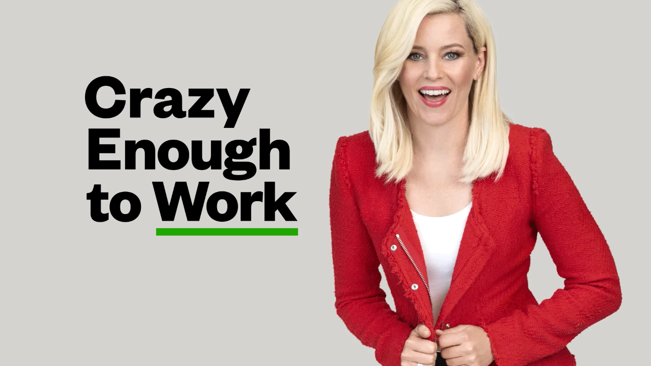 Screenshot from the "Crazy enough. to Work?" campaign with Elizabeth Banks