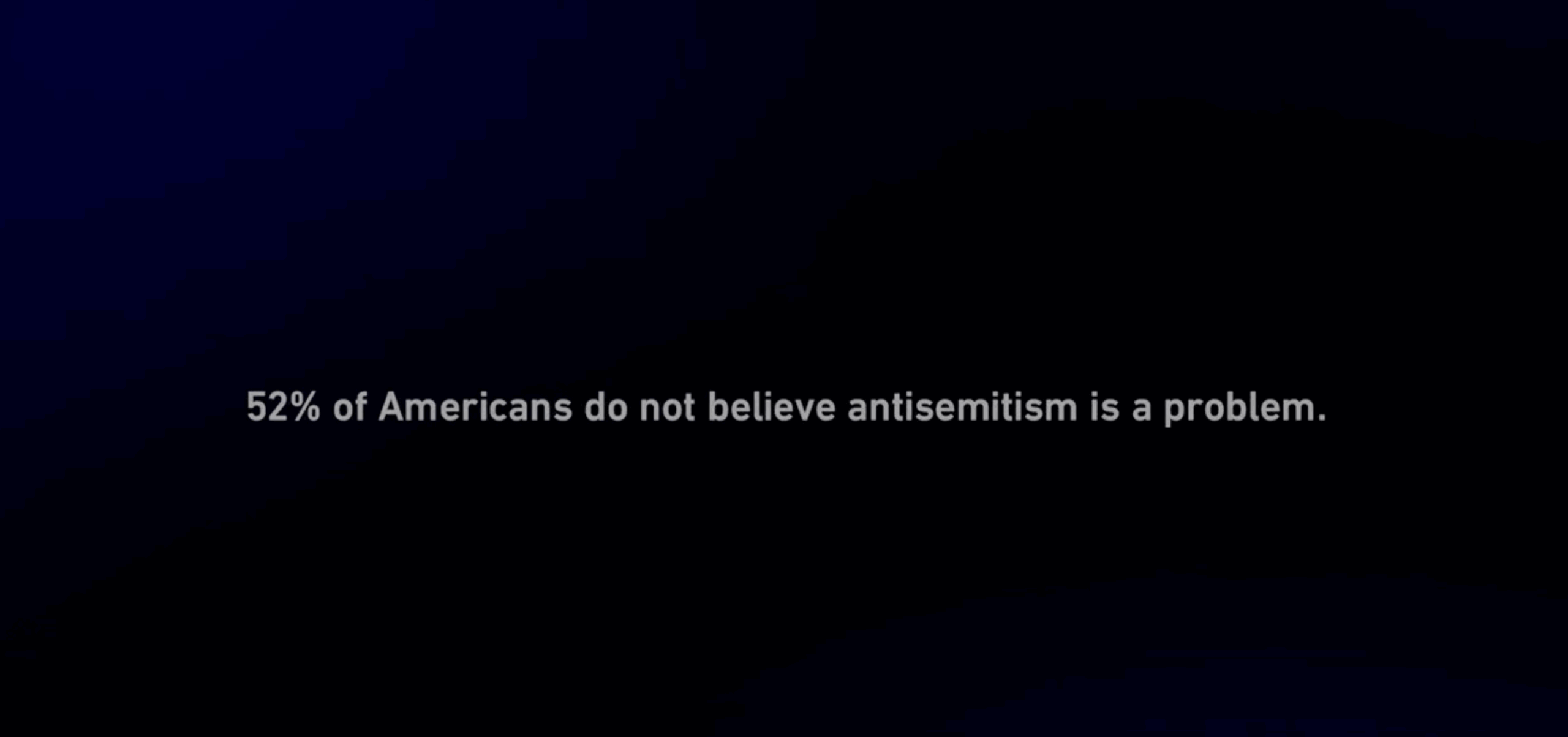 Screenshot from Stand up to Jewish Hate campaign with the words "52% of Americans do not believe antisemitism is a problem."