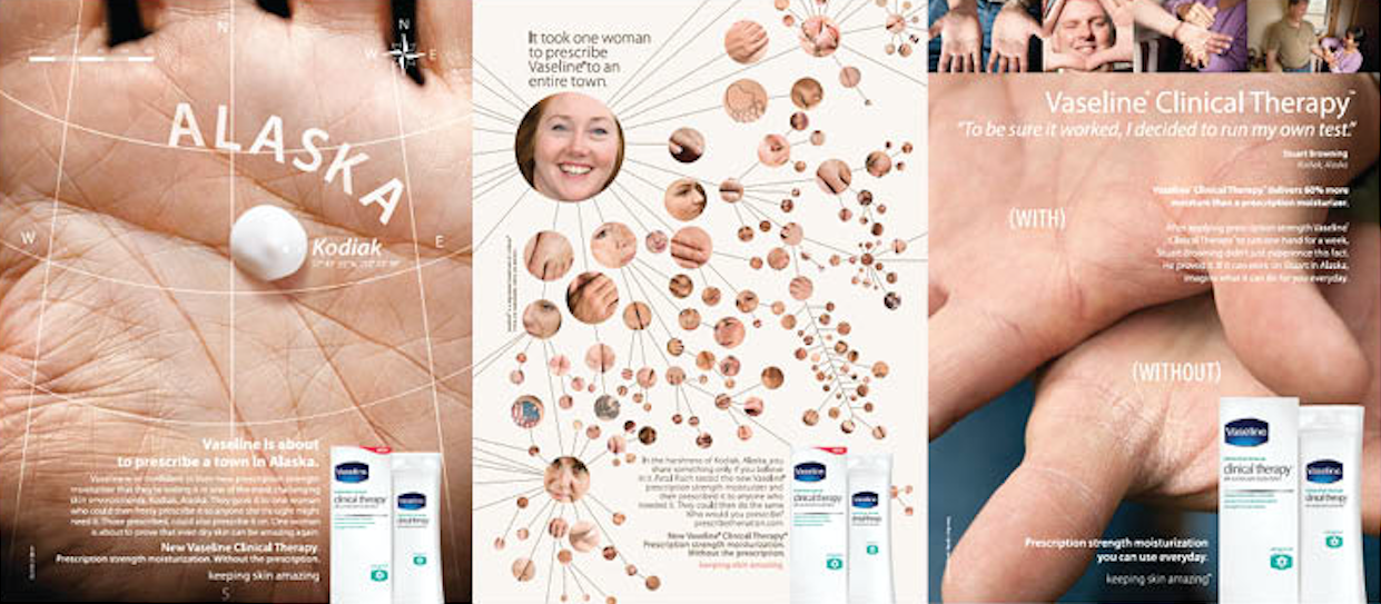 Three print ads for Vaseline